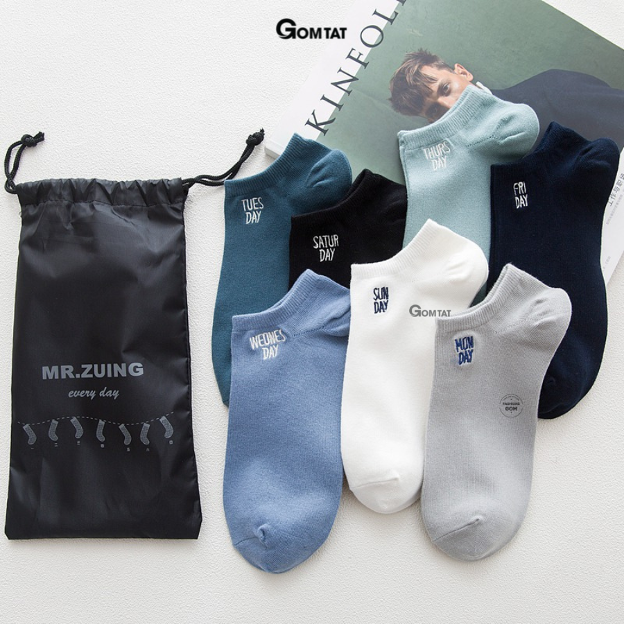 Set 7 đôi Vớ cổ ngắn nam chất liệu cotton cao cấp, tất nam cổ thấp 7 đôi sử dụng 7 ngày - VOTUAN-NAM02