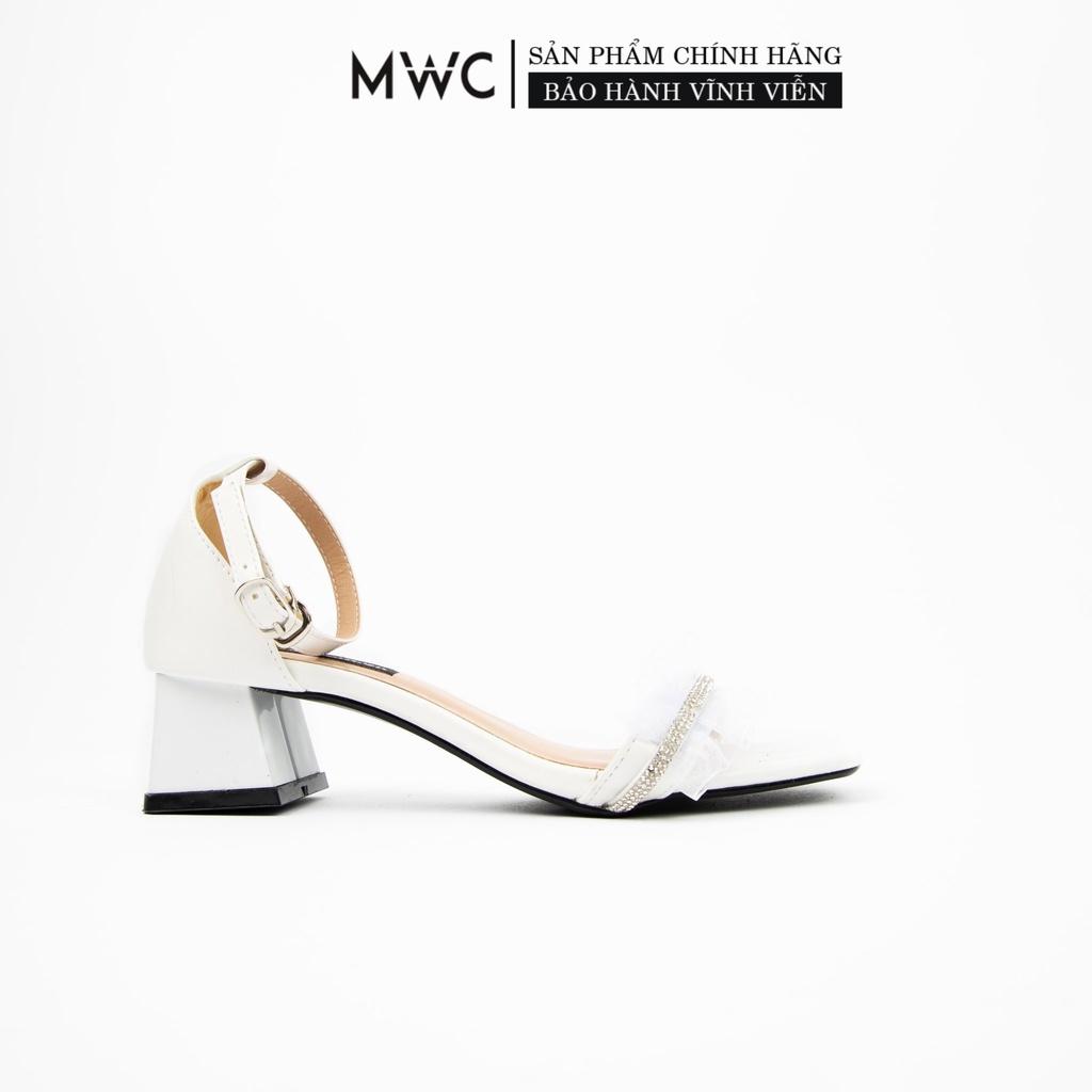 Giày Cao Gót thời trang MWC sandal cao gót quai nhún bèo đính đá nổi bật nữ tính NUCG-11057