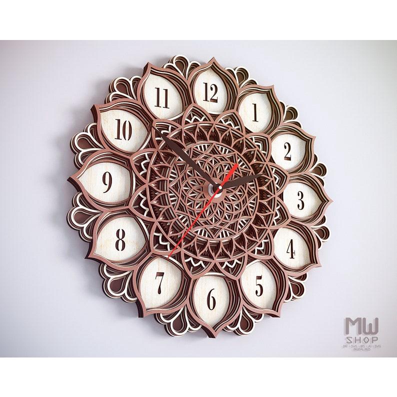 Đồng hồ trang trí kiểu mandala mẫu 14