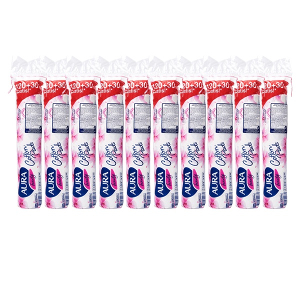 Combo 10 bông tẩy trang Aura 150 miếng