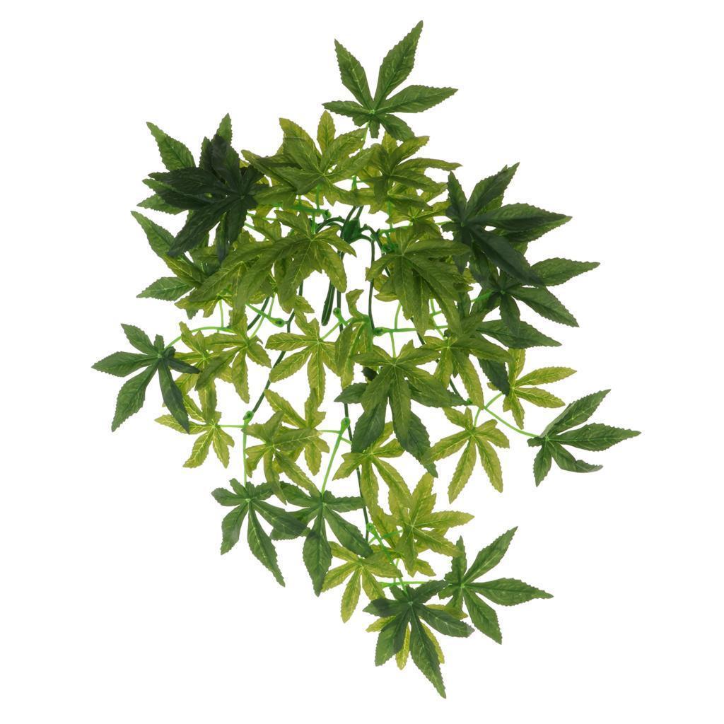 Set of 2, Reptile Terrarium Leaves Vines Vivarium Ornament Fake Plant Decor