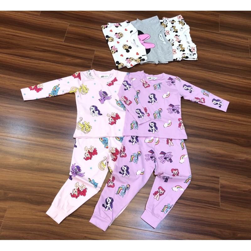 Bộ Đồ Dài Tay Cotton HM Bé Gái Mickey - Pony