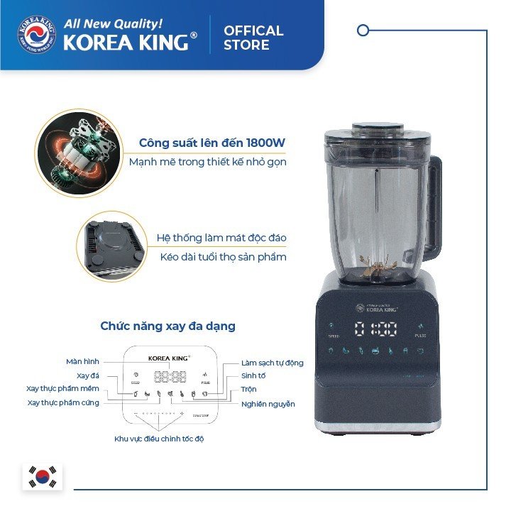 Máy xay sinh tố Korea King PEB-1800 (220-240 V/50-60 Hz, dung tích 1.5L) - Hàng chính hãng