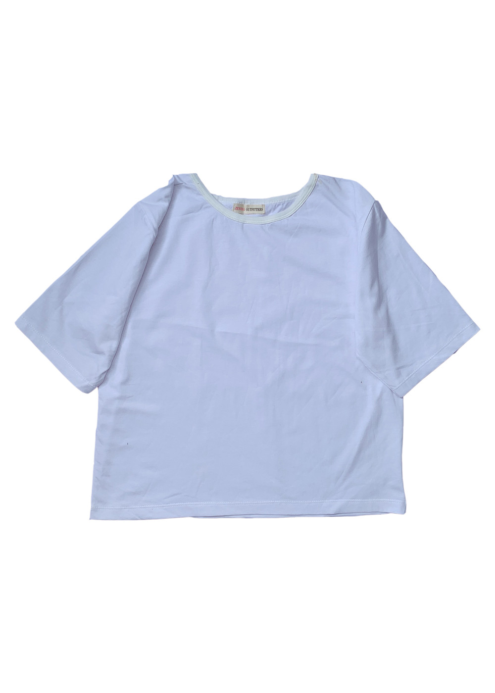 Áo Thun Nữ Croptop Màu Trắng Tay Lở Hàn Quốc