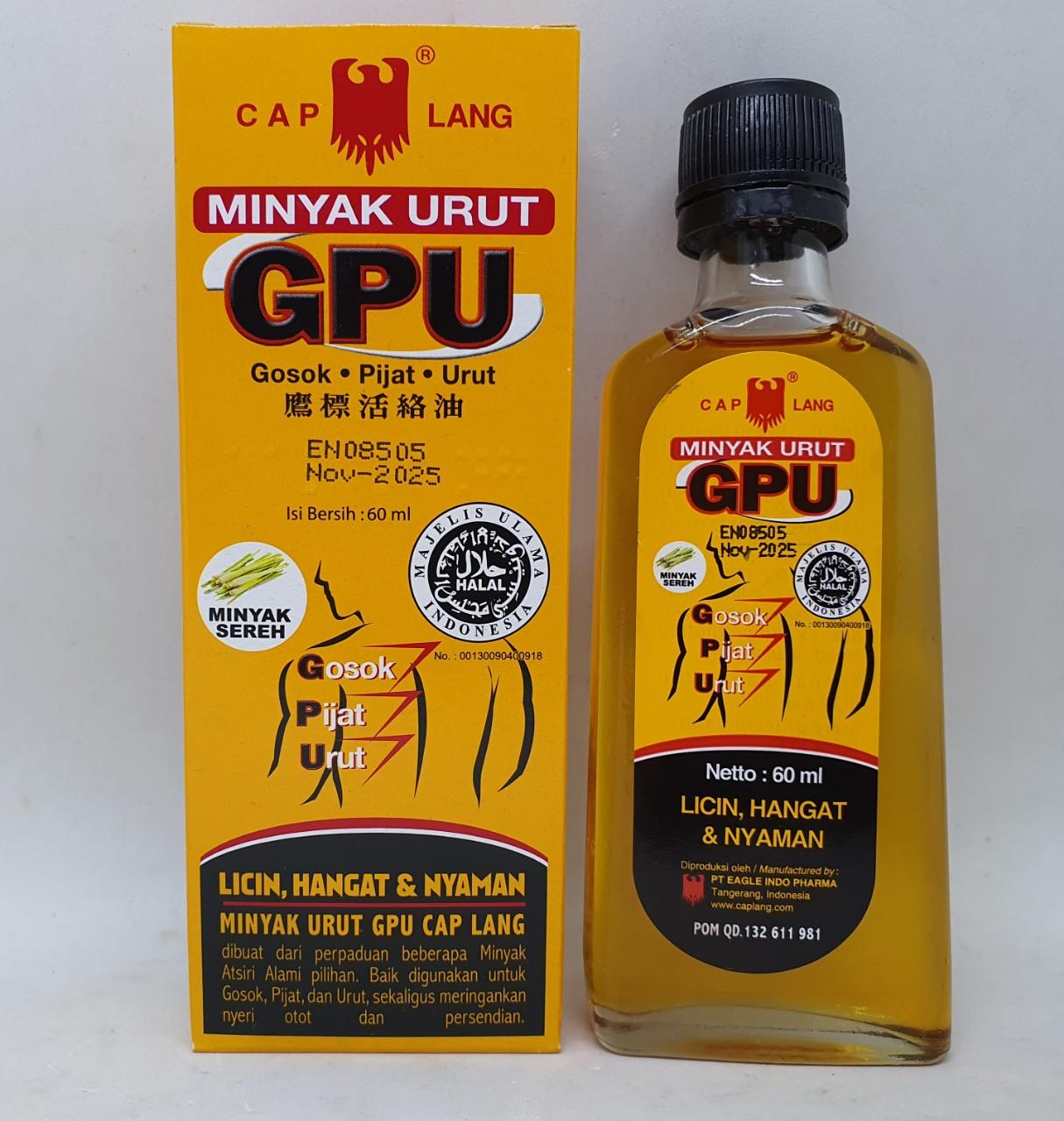 12 CHAI DẦU GPU CHUYÊN MASSAGE HÀNG NỘI ĐỊA INDONESIA 60 ML