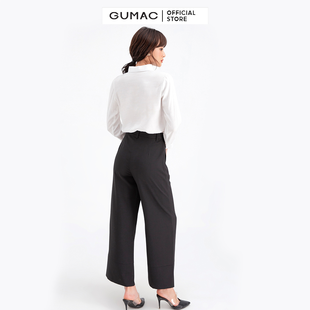 Quần tây nữ xếp ly ống rộng GUMAC QB663