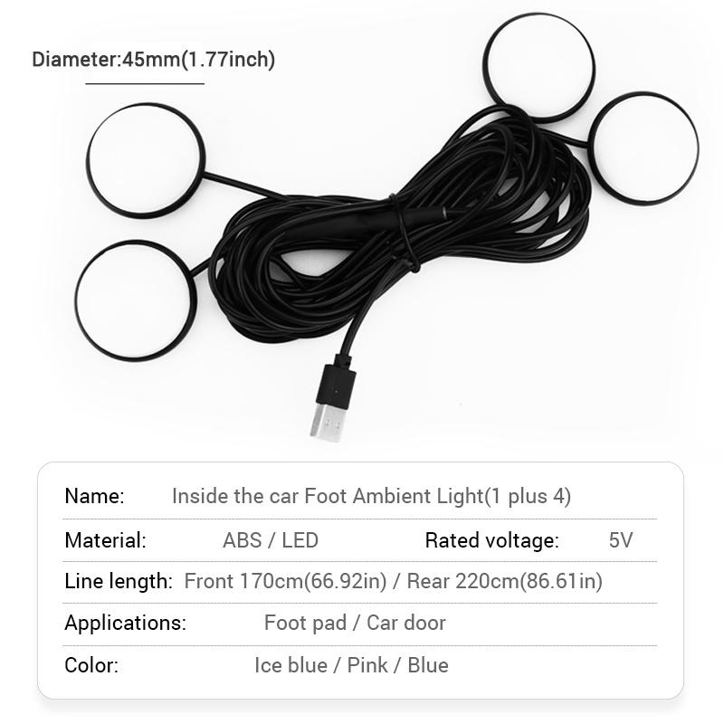 Đèn LED USB 4 Trong 1 Nhiều Màu Sắc Dùng Trang Trí Nội Thất Xe Ô Tô