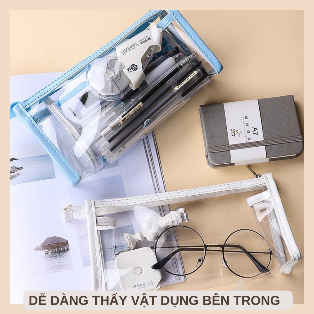 Hộp đựng bút viết / túi đựng đồ dùng trong suốt đa năng dành cho học sinh – sinh viên, văn phòng