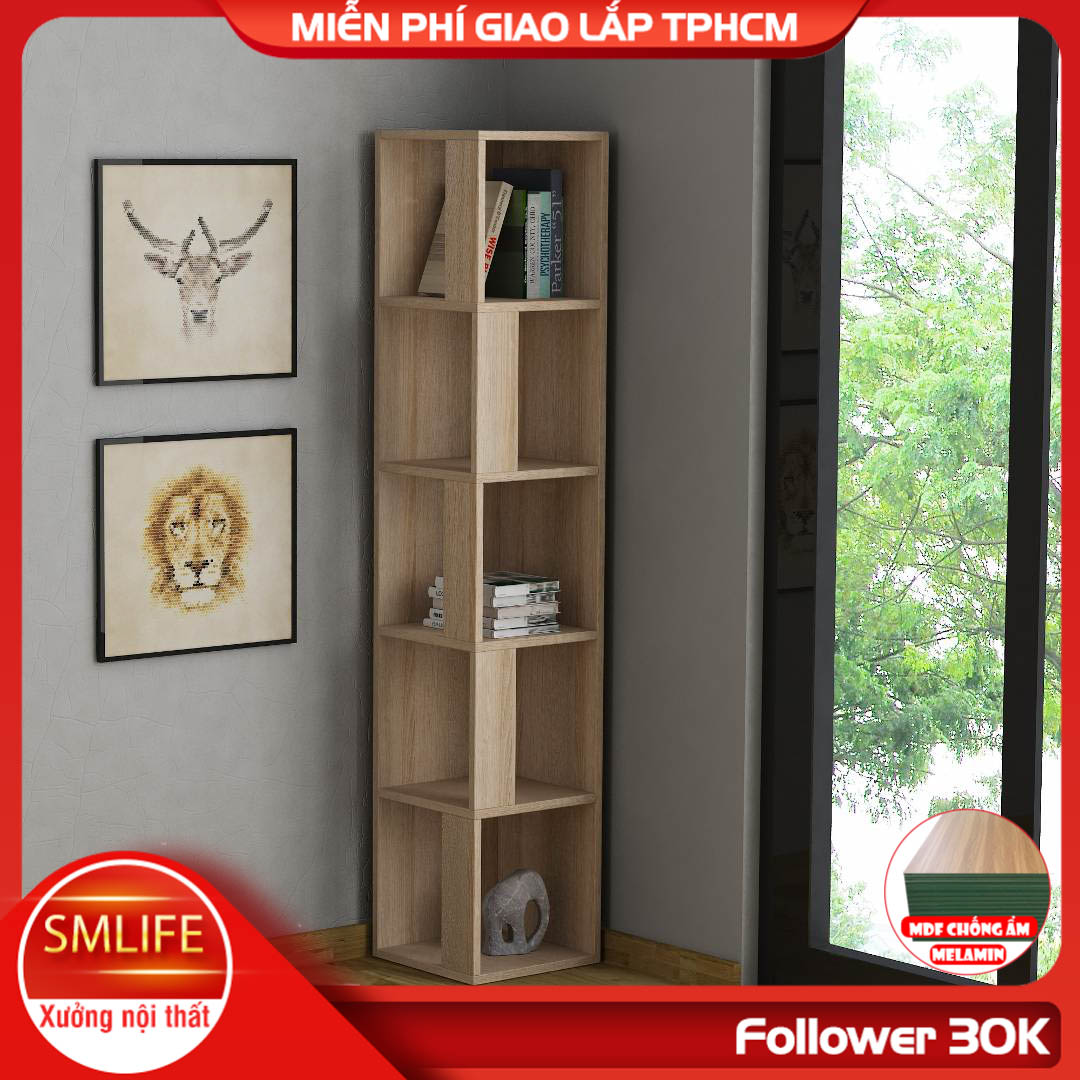 Kệ sách gỗ hiện đại SMLIFE Baltic  | Gỗ MDF dày 17mm chống ẩm | D31.7xR31.7xC160cm