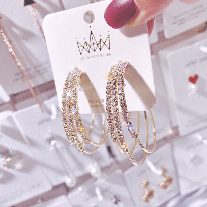 Khuyên tai, Hoa tai mạ bạc 925 cao cấp hình chữ C ulzzang Hàn Quốc