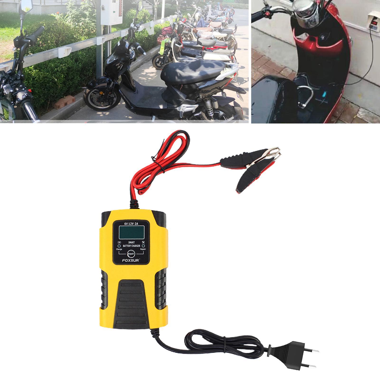 Battery Charger 6V 12V Trickle Charger LCD Display for Motorbike Euplug