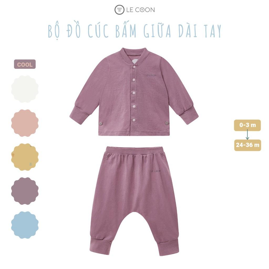 Le coon - Bộ đồ cúc bấm giữa dài tay LC0658 cho bé sơ sinh đến 3 tuổi chất liệu 100% cotton mỏng