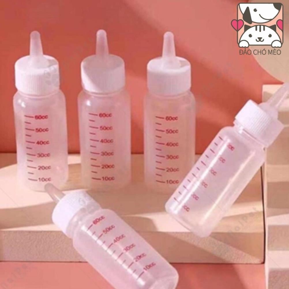 Bình sữa chó mèo nhỏ loại đẹp cho chó mèo chai 60ml vạch đỏ