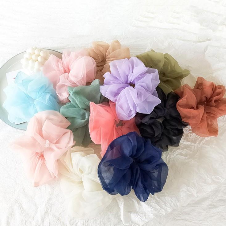 Dây buộc tóc voan tinh tế vòng lớn Scrunchies dễ thương HD42