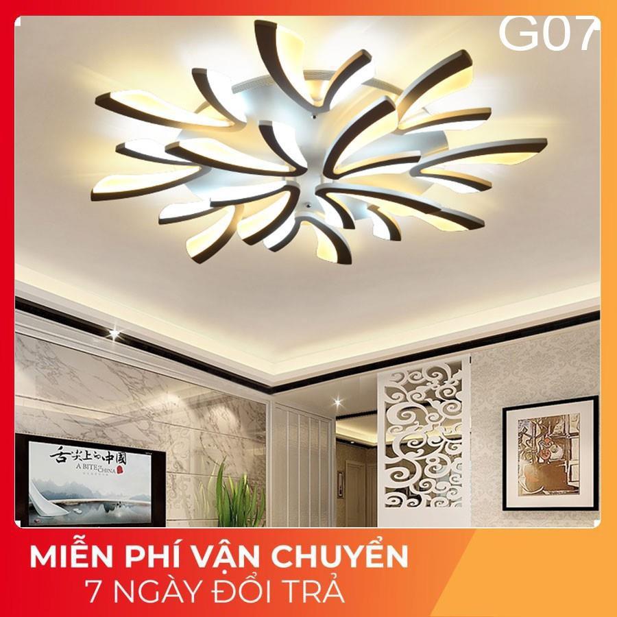 ĐÈN ỐP TRẦN phòng khách, phòng ngủ-G07, LED tô điểm tối tân 12 cánh chữ V, 3 cơ chế sáng