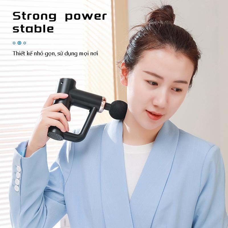 Súng Massage Fascial Gun 4 Đầu Trị Liệu 6 Chế Độ Mạnh Mẽ, Máy Massage Cầm Tay Thư Giãn Cơ Toàn Thân