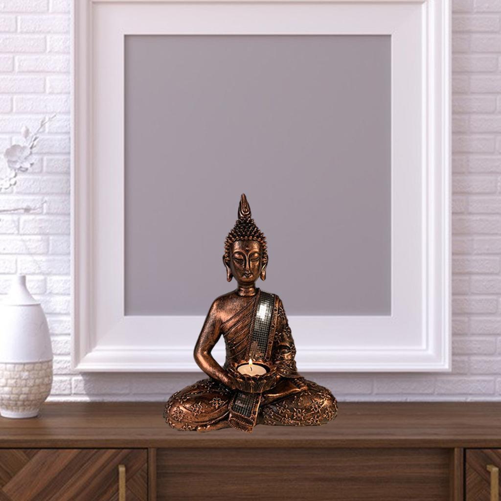 Buddha Statue Tea Light Candle Holder Home Decor Gift