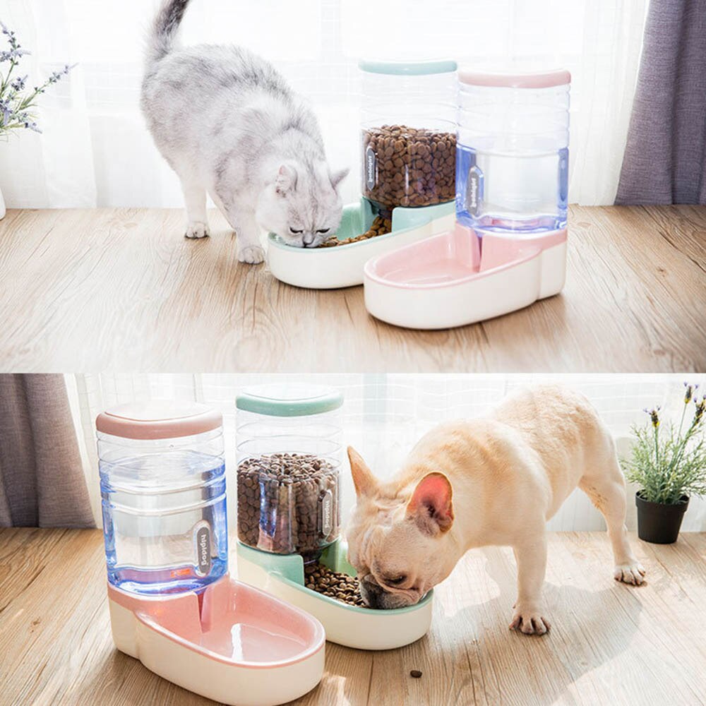 Khay Ăn Tự Động Và Bình Uống Nước Tự Động Cho Chó Mèo Dung Tích 3,5L - YonaPetshop