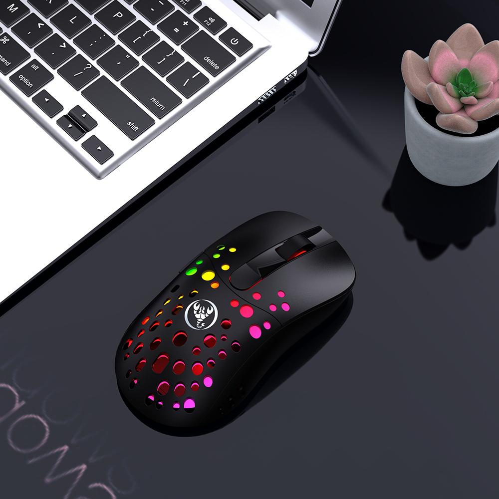 HXSJ T100 Type-C Wired & 2.4G Wireless 10000DPI Programmable RGB Backlit Mouse 6 Adjustable DPI Levels