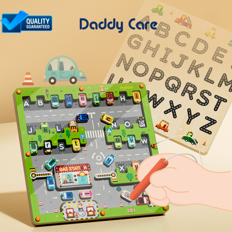 Bảng chữ cái nam châm, bảng gỗ mê cung Mideer Magnetic Maze- Parking Lot