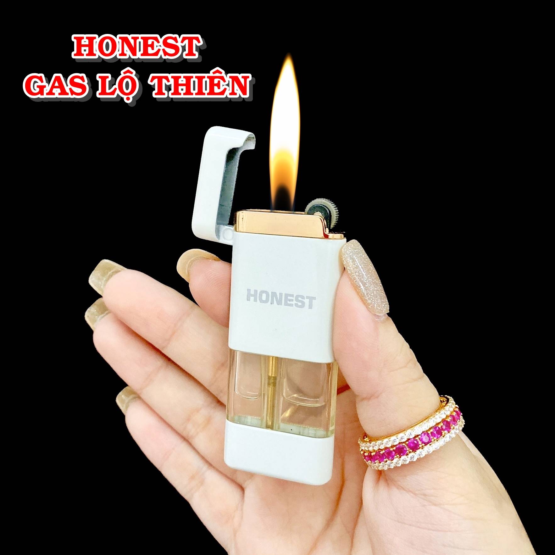 Hột quẹt bật lửa Honest gas lộ thiên 536 gas đá rãnh tay - (xài gas)