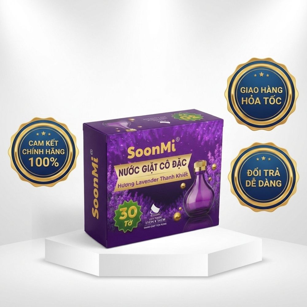 Nước Giặt Cô Đặc SoonMi Hương Lavender - Công Nghệ Giặt Tẩy Thế Hệ Mới (Hộp 30 Tờ) - hàng chính hãng