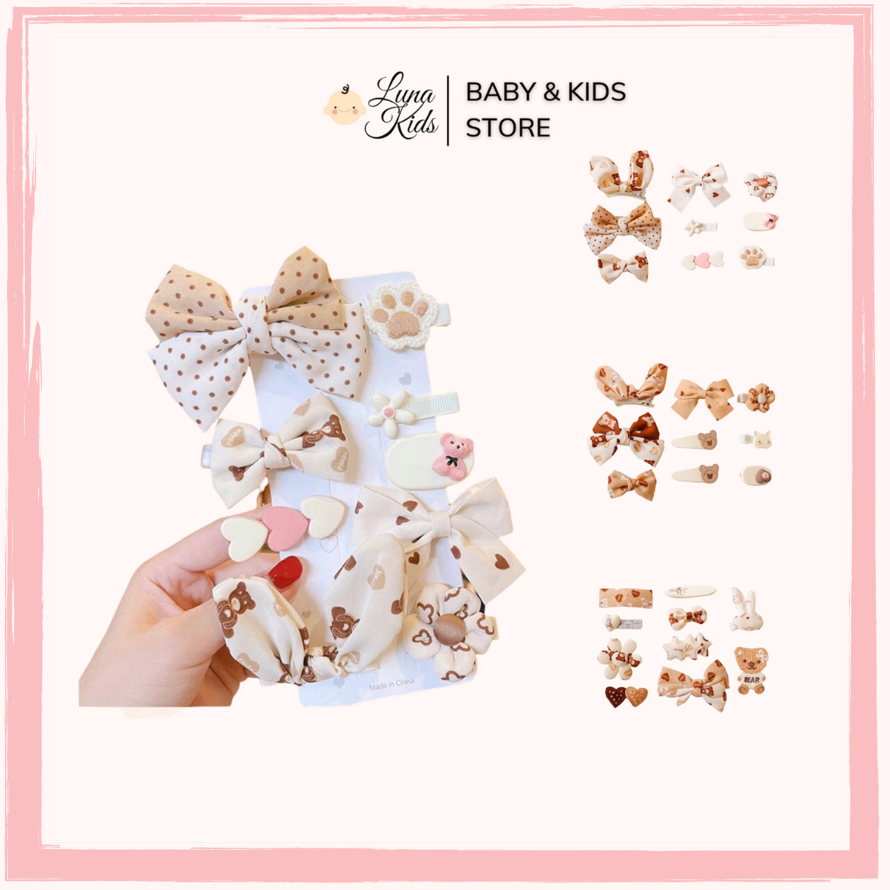 Set kẹp tóc cho bé gái KT01 - LunaKids [Ảnh thật]