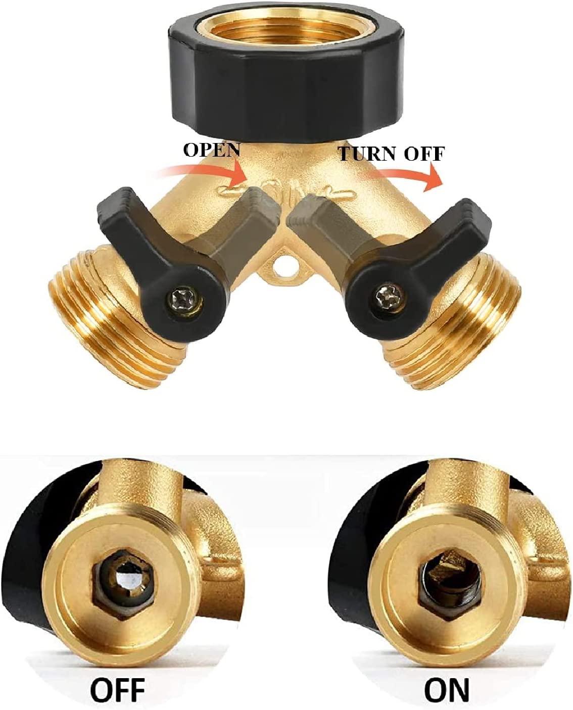 Bộ chia nước chữ Y 2 chiều, Vòi máy giặt đôi 3/4 bằng đồng thau nặng, Bộ chuyển đổi lắp ống có van ngắt 2 chiều cho hệ thống ống nước, Vòi máy giặt đôi, Sân vườn