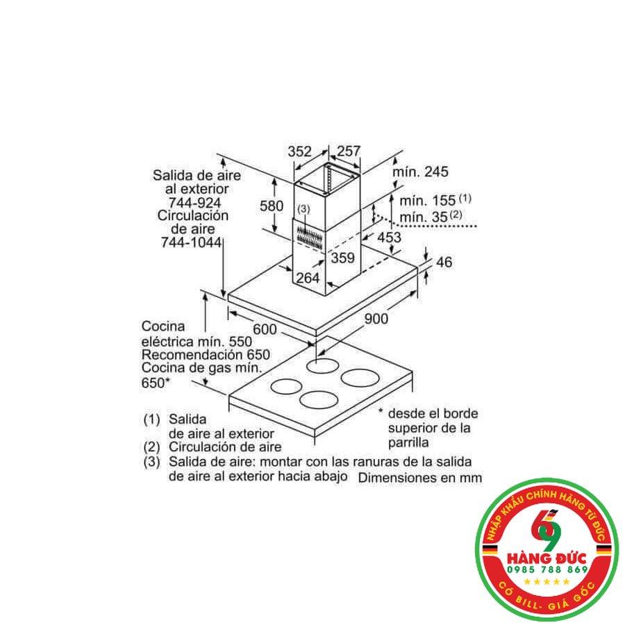 Máy Hút Mùi Nhà Bếp BOSCH DIB97JP50, Điều Khiển Cảm Ứng, Hút Đảo Chiều, Tiết Kiệm Điện, Nhập Đức, BH 12 Tháng, Hàng Chính Hãng