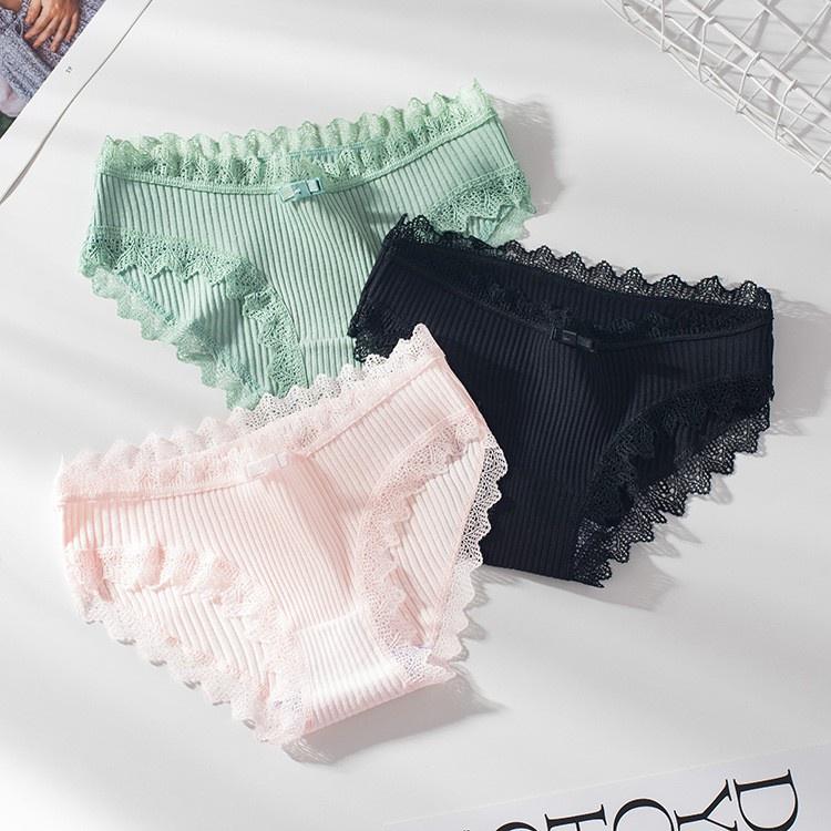 Quần lót cotton sợi tre kháng khuẩn cao cấp viền ren sexy đáng yêu Shoping QL1C phong cách cô bé ngây thơ