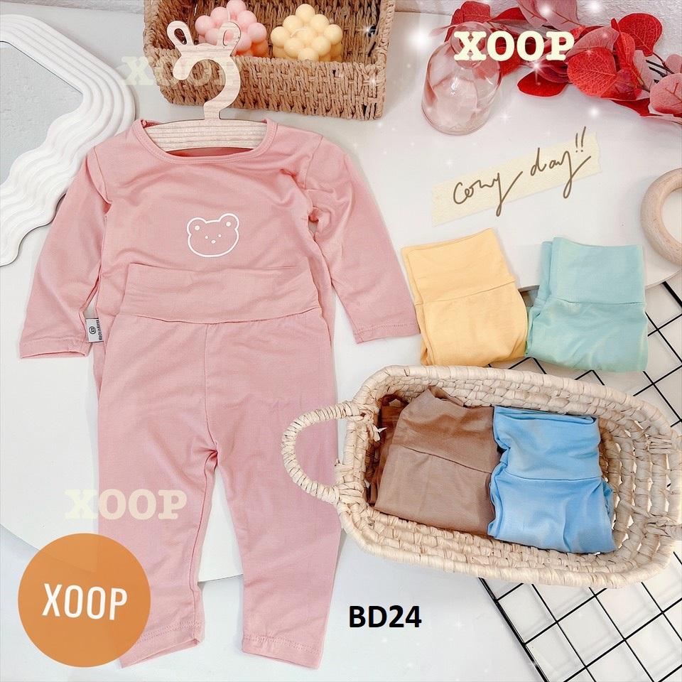 Bộ dài tay chất thun lạnh- Bộ dài tay  cạp cao in họa tiết gấu cho bé  BD24