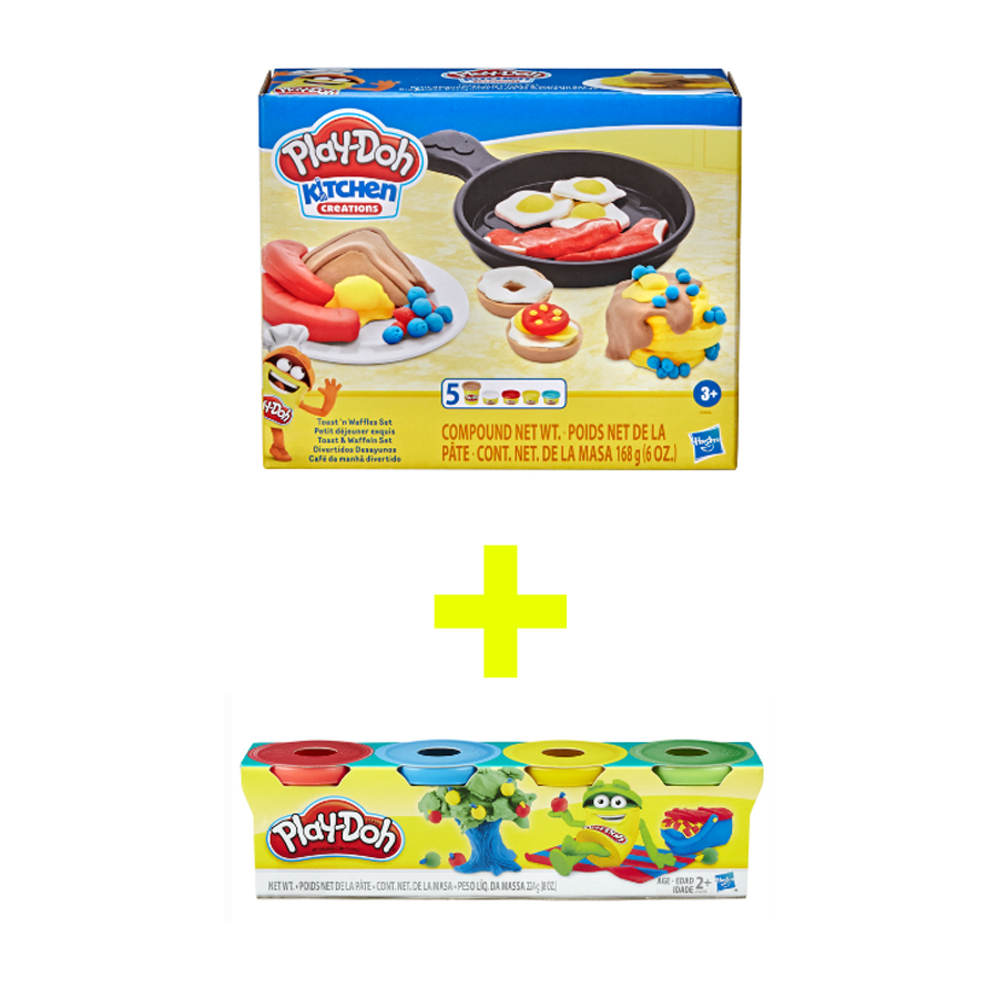 Đồ Chơi PLAYDOH Combo Bộ Khuôn Làm Bếp Cơ Bản Và Bột Nặn 4 Màu Mini CBE7253-23241 - Giao hàng ngẫu nhiên