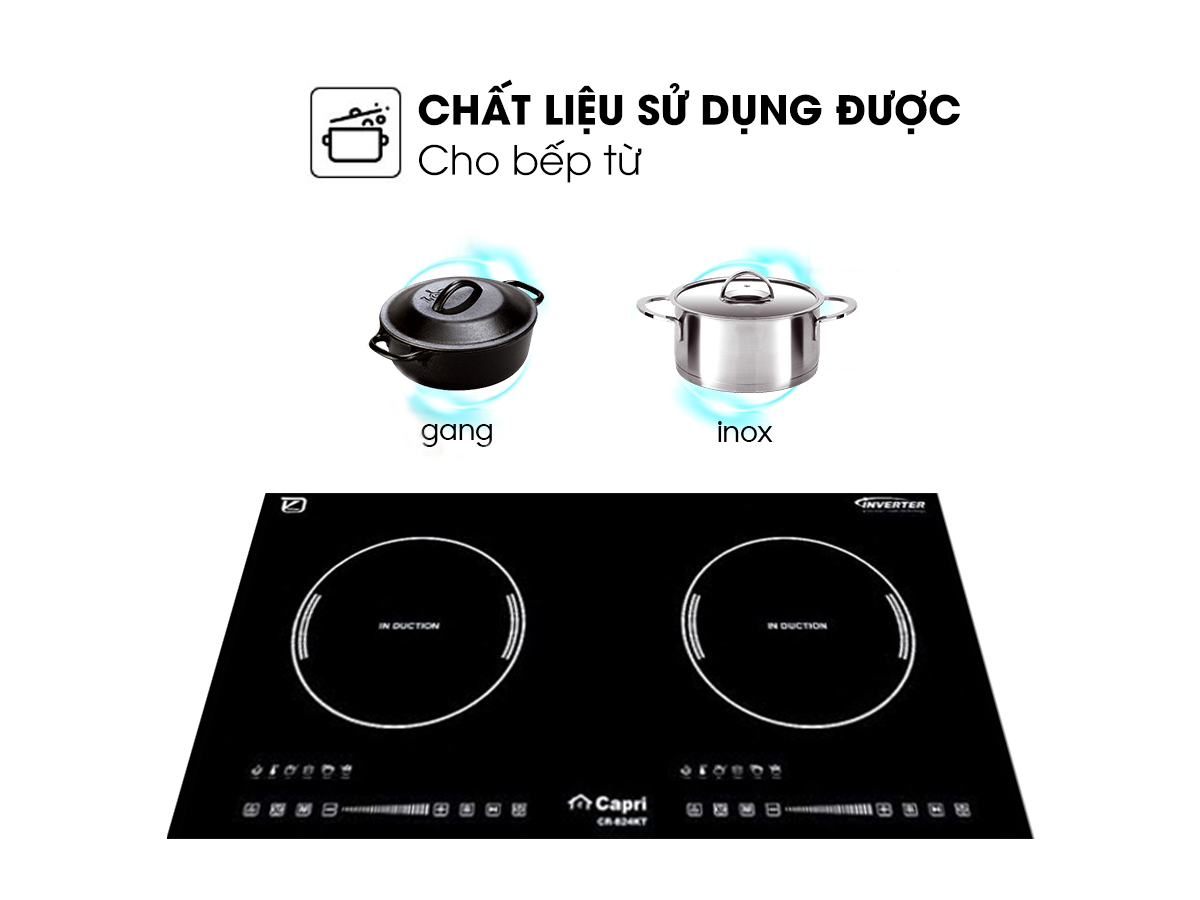 Bếp điện từ đôi cao cấp Capri CR-824KT, Hàng chính hãng, nhập khẩu Malaysia