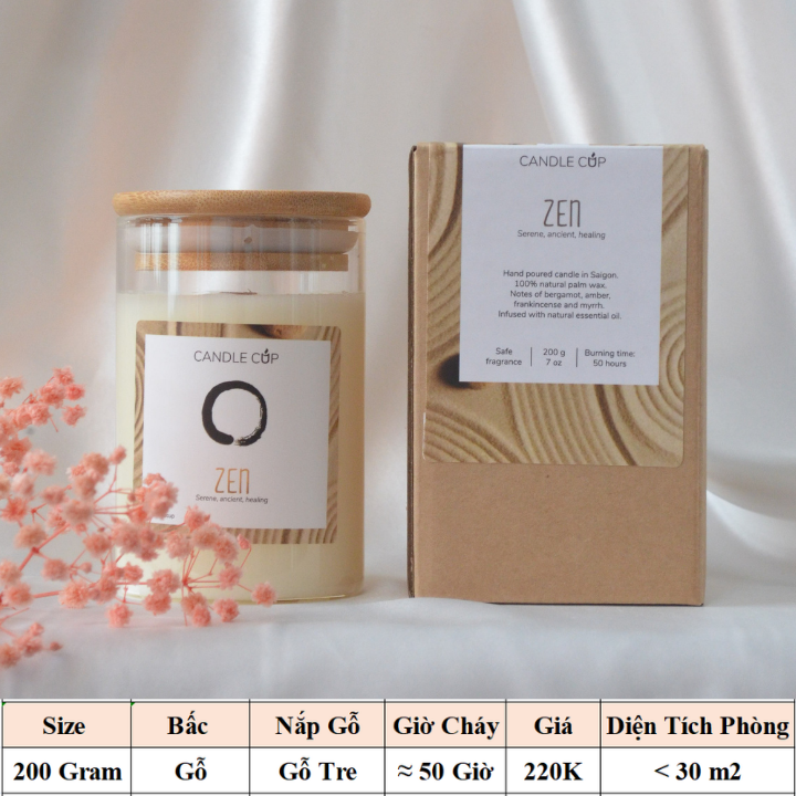 Nến thơm làm dịu tinh thần yên tĩnh AGAYA Candle Cup hương cam bergamot, hổ phách và nhựa thơm- Mùi Zen