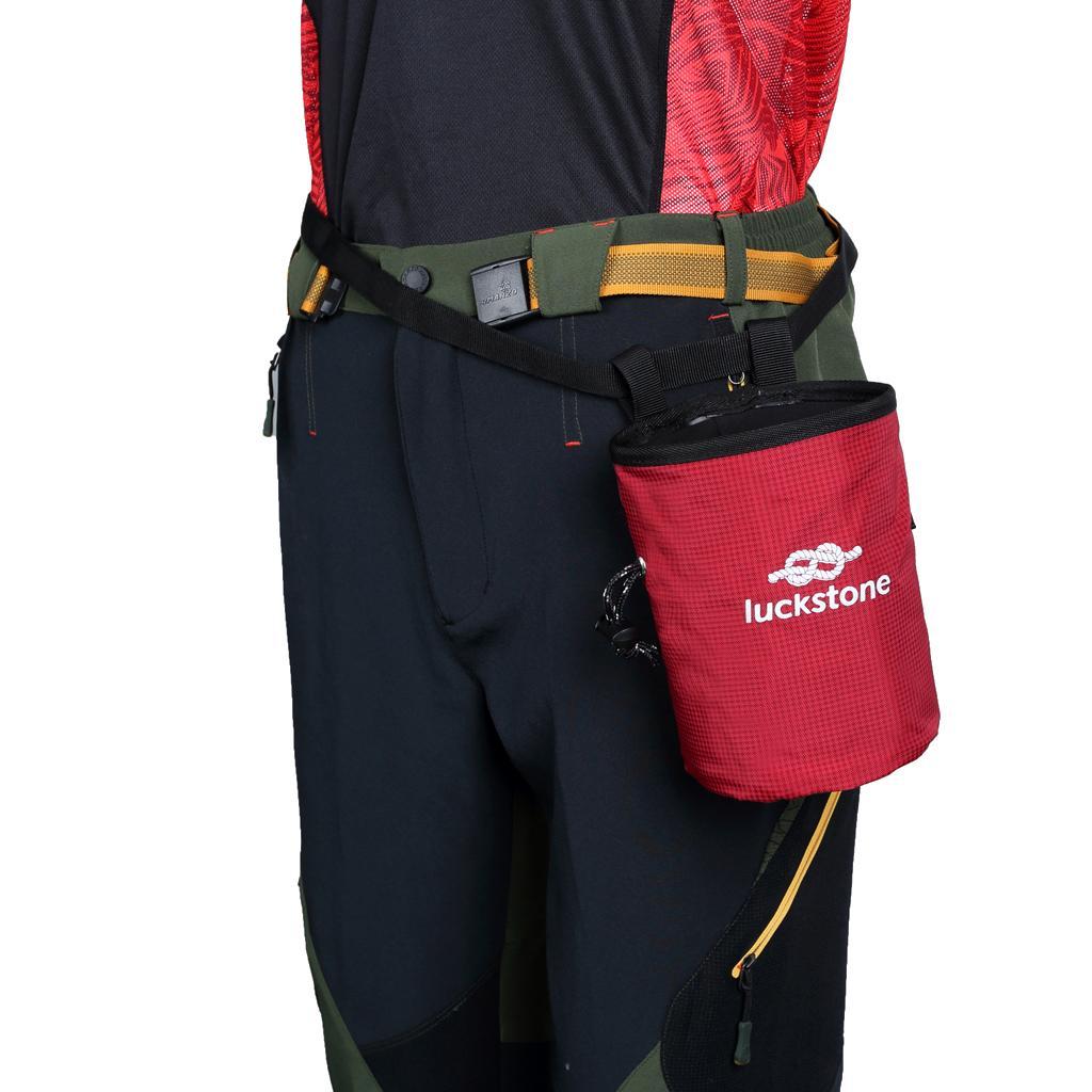 2pcs/set Green & Red Rock Climbers Outdoor Climbing Chalk Bag with Adjustable Belt & Drawstring Closure