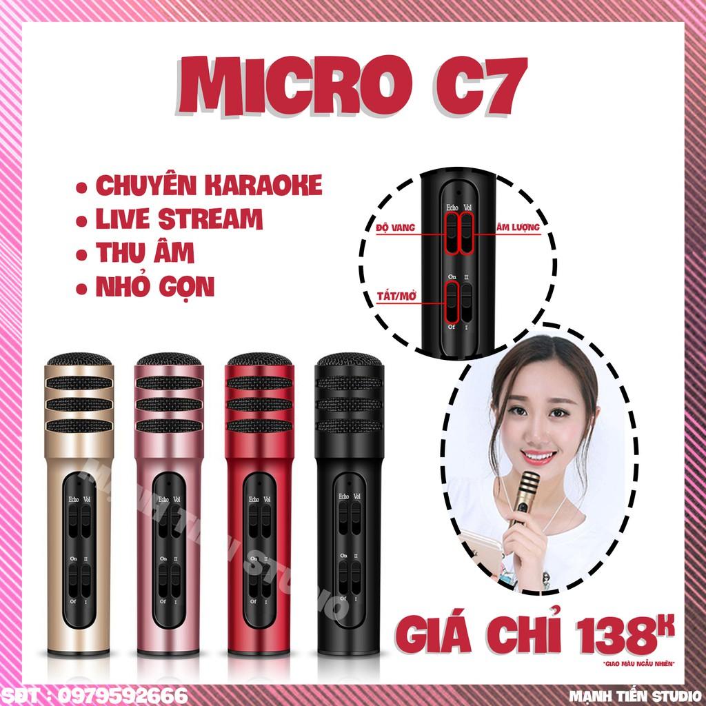 Bộ micro thu âm C7 hát karaoke, livetream fb, bigo + chân đỡ micro để bàn - giá rẻ nhất