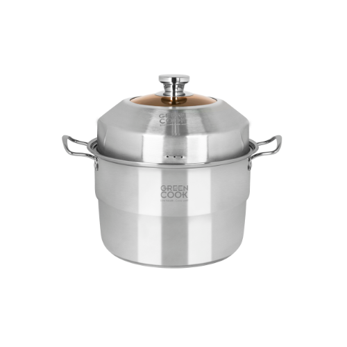 Set pot xửng steamer stainless steel multi-functional 26 cm green Cook GCST01-26ih capacity 5L useable on latest all kinds of kitchen