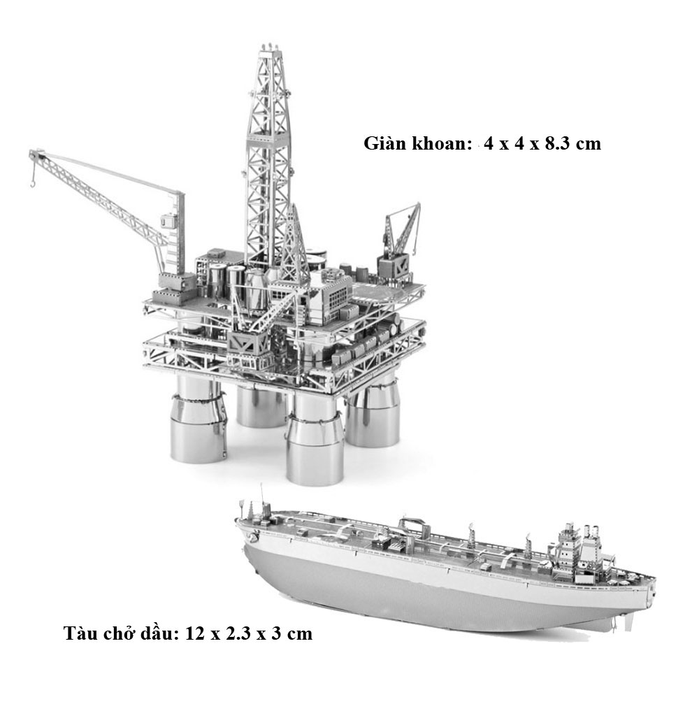 Mô hình 3D bằng thép tự lắp ráp - Giàn khoan và tàu chở dầu