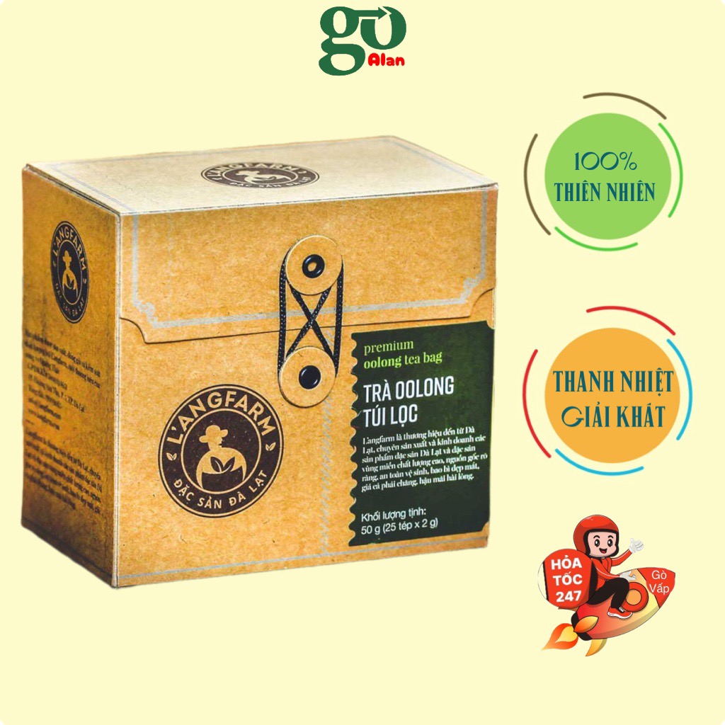 Trà oolong túi lọc L'angfarm, 25 tép, hộp, mẫu quấn dây kraft