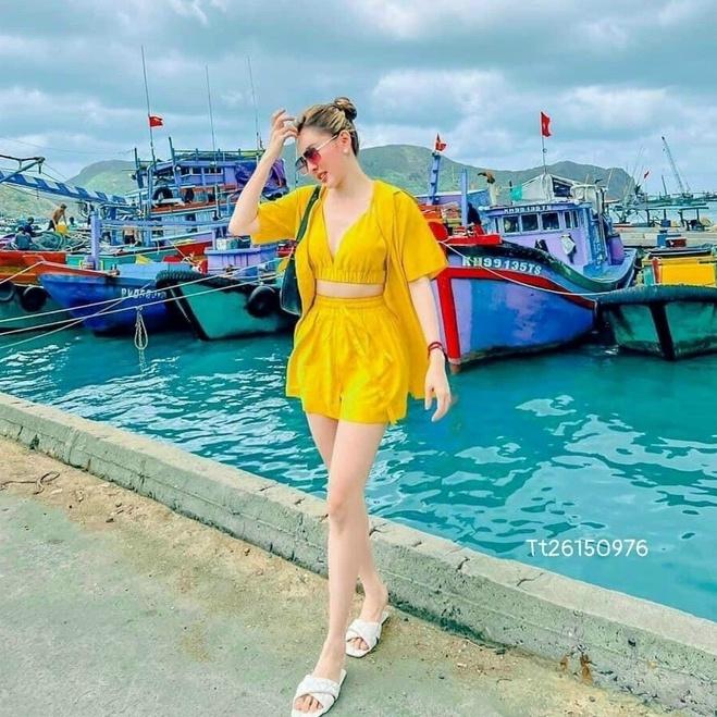 Set bộ bikini đi biển 3 món siêu hot hit  chất liệu đũi cao cấp 3 màu như hình