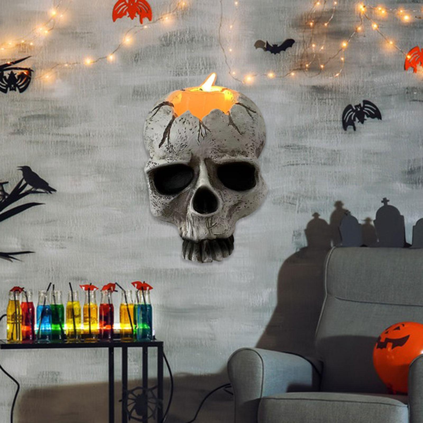 Halloween Skull Head Candle Holder Exquisite for Haunted House Holiday Party
