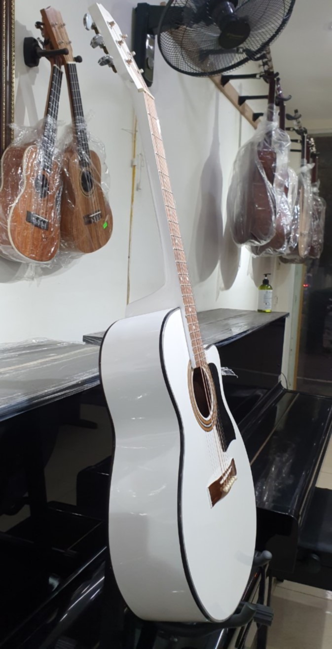Đàn guitar Aucoustic MKAC165, thùng eo, màu trắng, size 4, kèm bao da 3 lớp, bộ dây