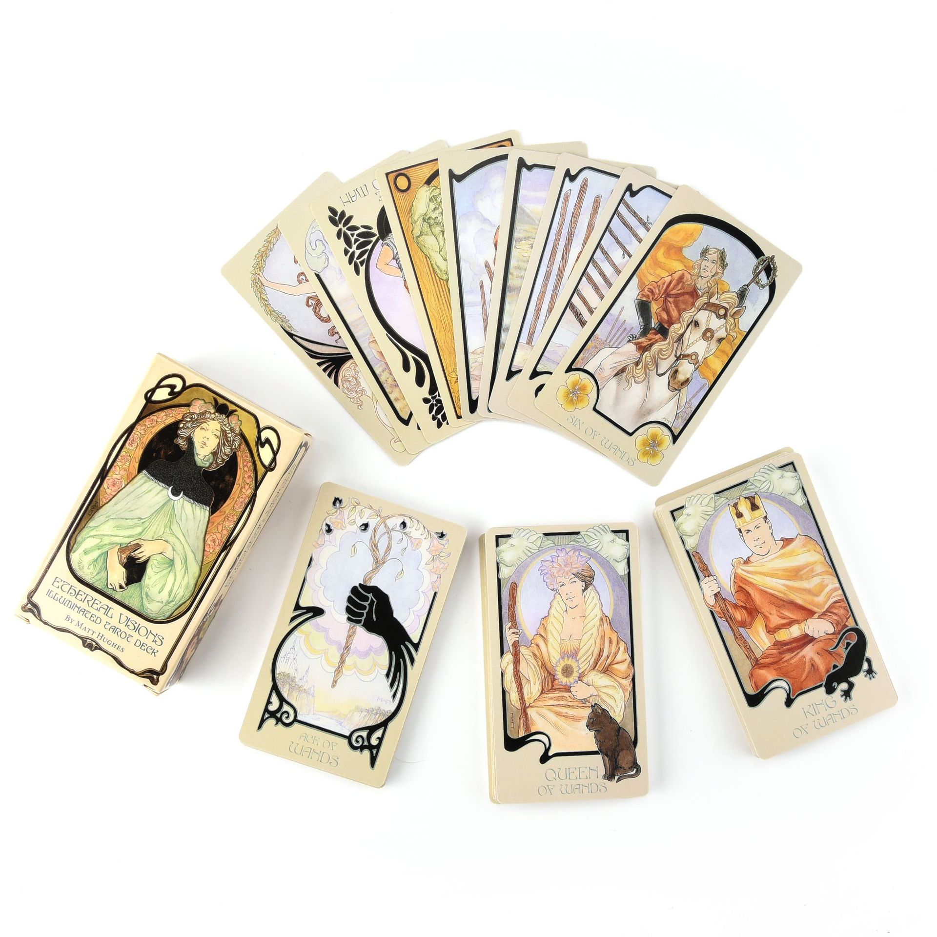 Combo Bộ Bài Bói Tarot Ethereal Visions Illuminated Tarot Deck Cao Cấp New và Túi Nhung Đựng Tarot và Khăn Trải Bàn Tarot