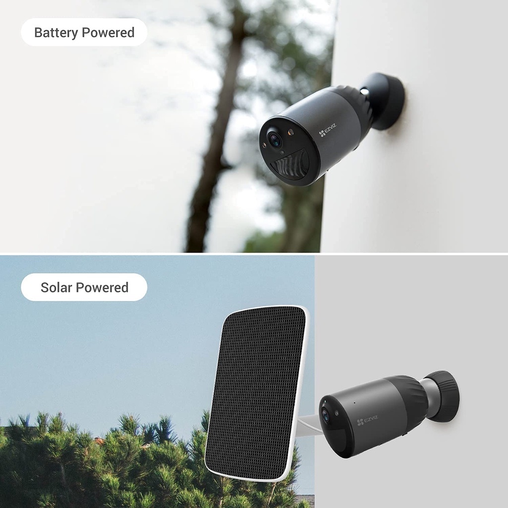 Camera IP Wifi 2MP ngoài trời dùng pin EZVIZ CS-BC1C kèm pin mặt trời CS-CMT-Solar hàng chính hãng