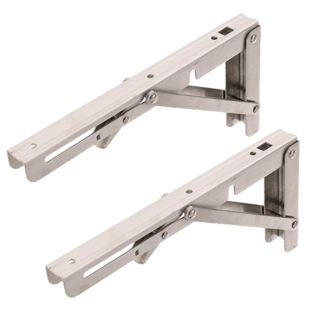 2Pcs Stainless Steel Foldable Shelf Bracket Rack Wall Hanging Holder