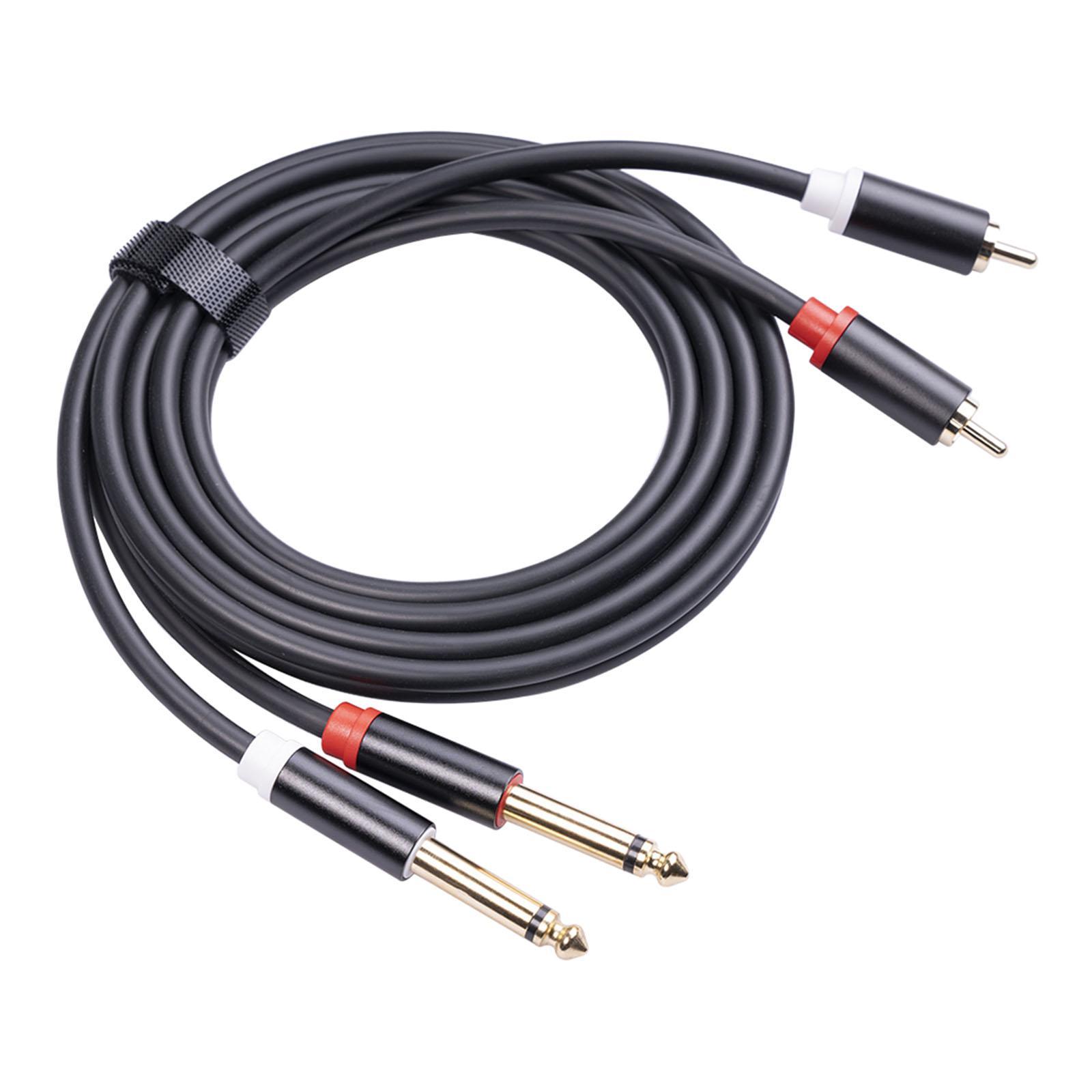 Dual 6.35mm to Dual RCA Cable 4.9ft Male to Male Audio Converter Cable Stereo AUX Cord for TV