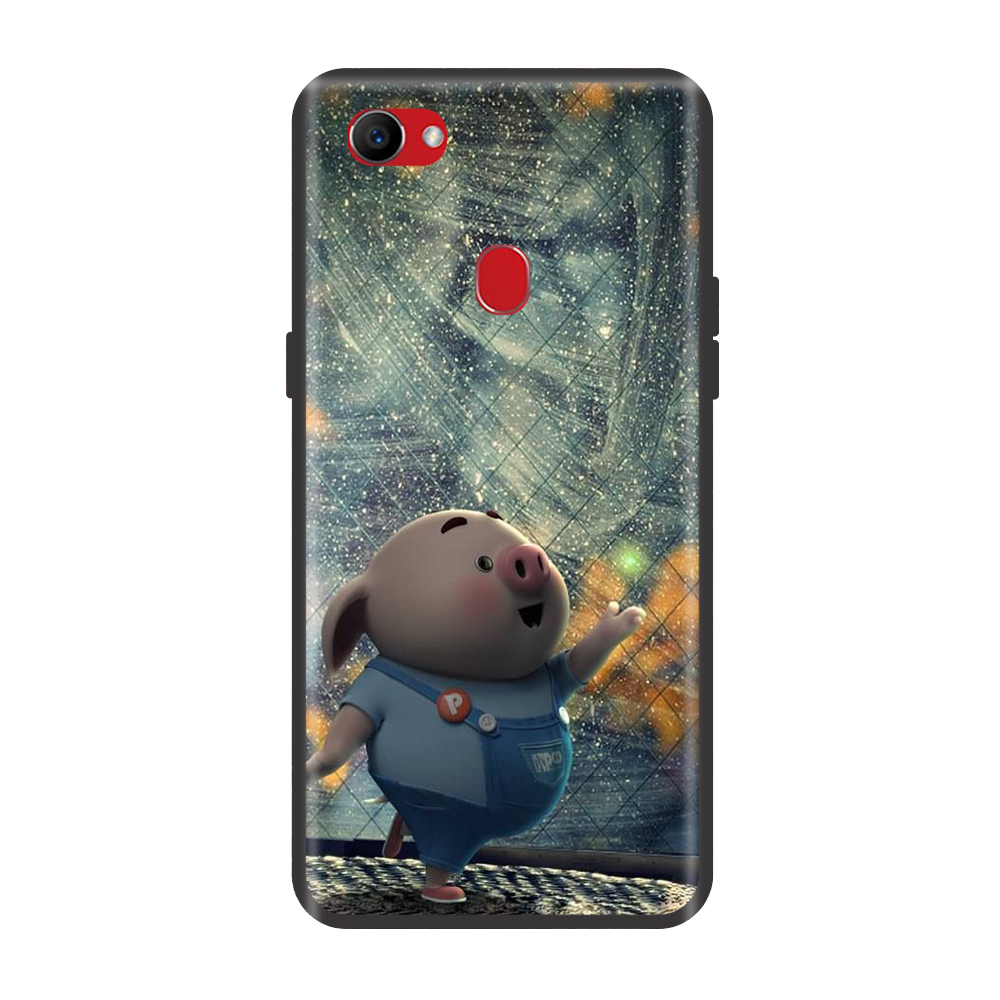 Ốp lưng TPU viền dẻo cho điện thoại OPPO F7 Hình Heo Con Chạy Bộ