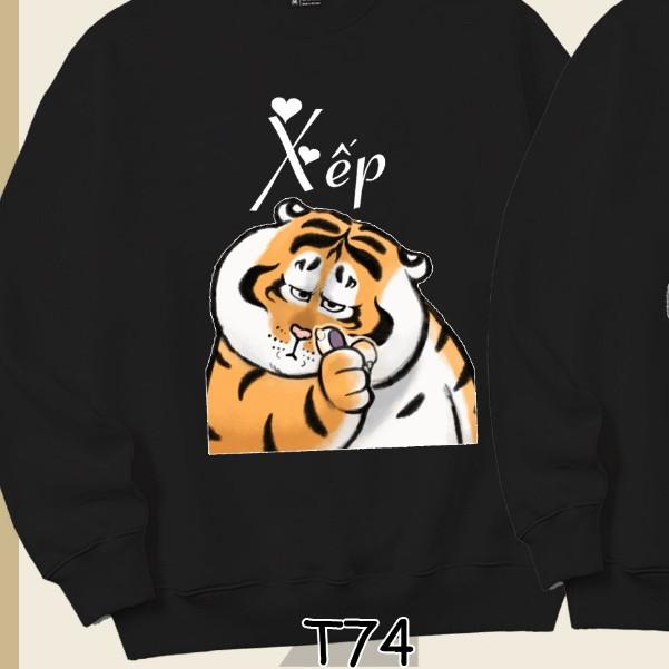 Áo Sweater cặp đôi Hổ Xếp Đệ dễ thương Mr.Buffalo - T75-Đen