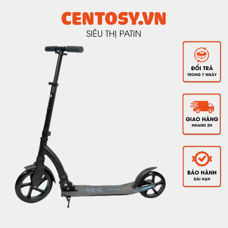 Xe trượt scooter người lớn Centosy A7 hàng chính hãng  - màu Đen + tăng chiều cao 3 nấc + gập được