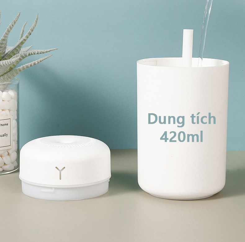 Máy phun sương xông tinh dầu tạo ẩm Rhino H901 dung tích 420ml, nhỏ gọn, không gây tiếng ồn, tích hợp đèn ngủ RGB nhiều màu, có chế độ tự ngắt - Hàng chính hãng